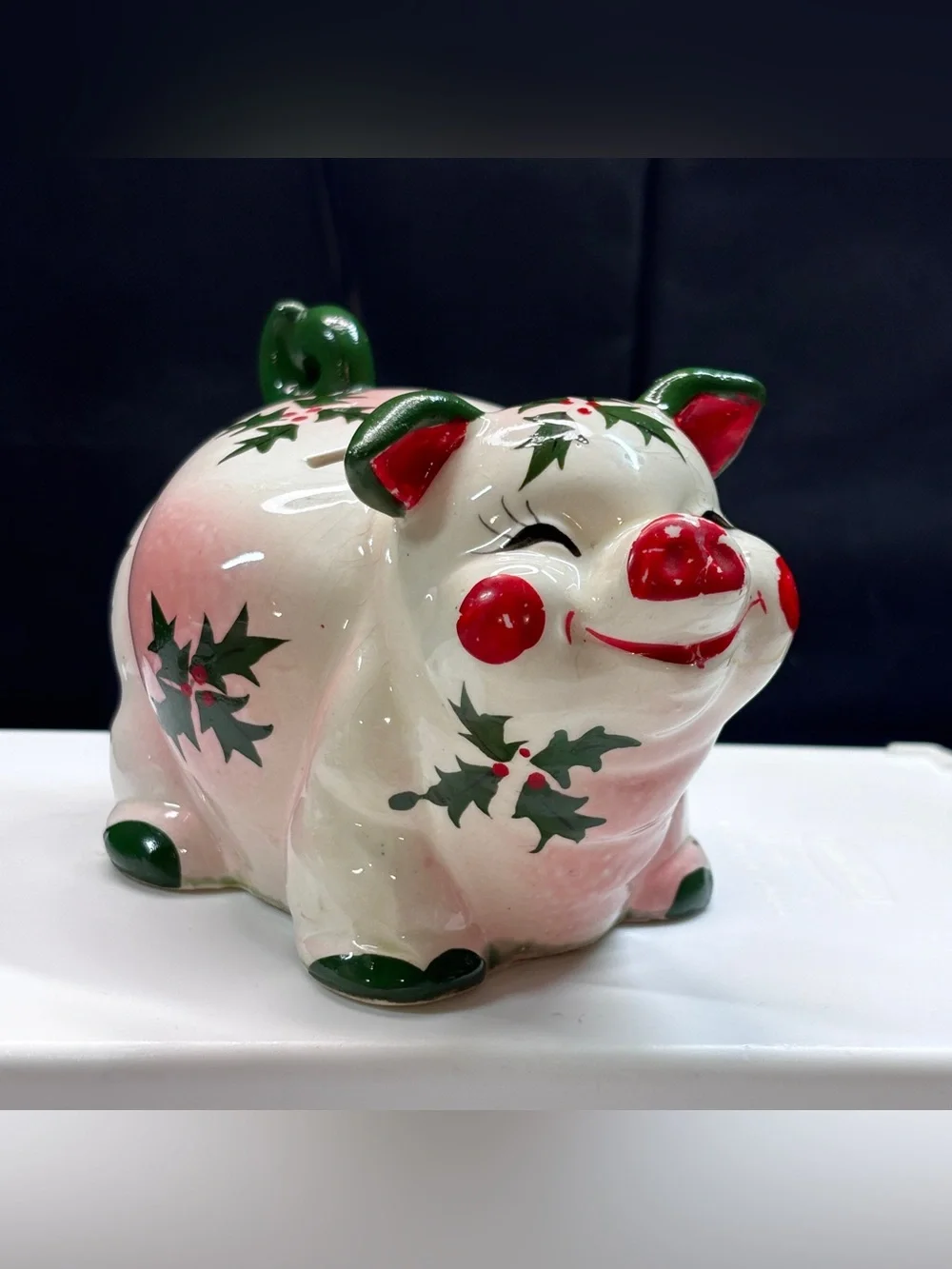 Vintage KREISS & CO Christmas Piggy Bank Figurine 1960s Japan Retro MCM Pink - Picture 3 of 14